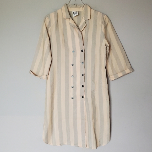 Vintage Byer Too! Cotton Blend Stripe Shirt Dress Made in the USA - Picture 1 of 5